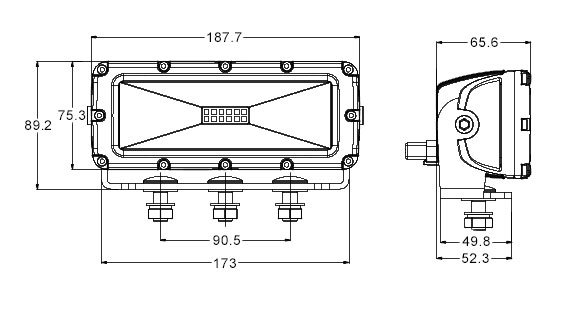 60w Hyper Flood Work Light Dimensions