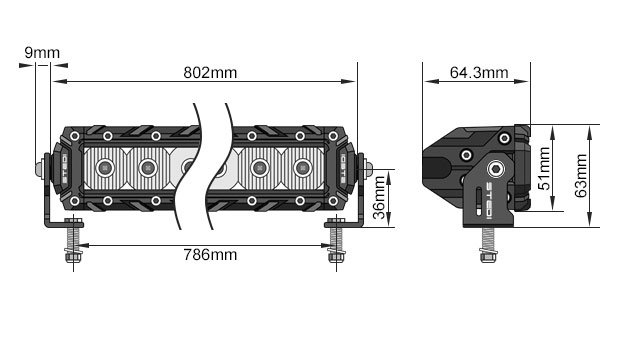 STEDI ST3K 31.5 Inch 30 LED Light Bar Dimensions