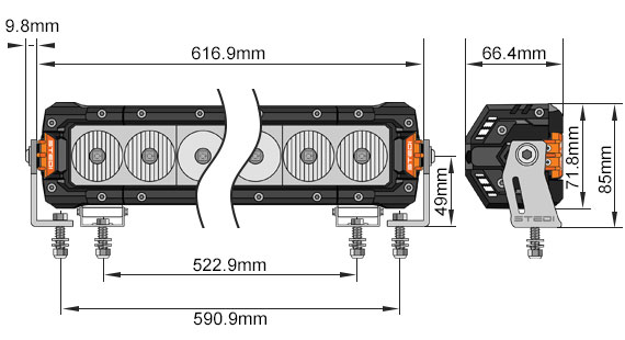 ST3301 Pro 24.5 Inch Dimensions