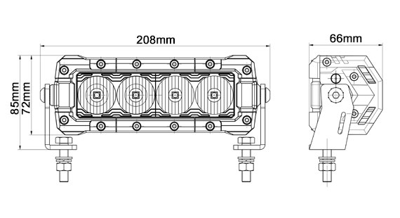 ST3301 4L 7.5 Inch LED Work Light Dimensions