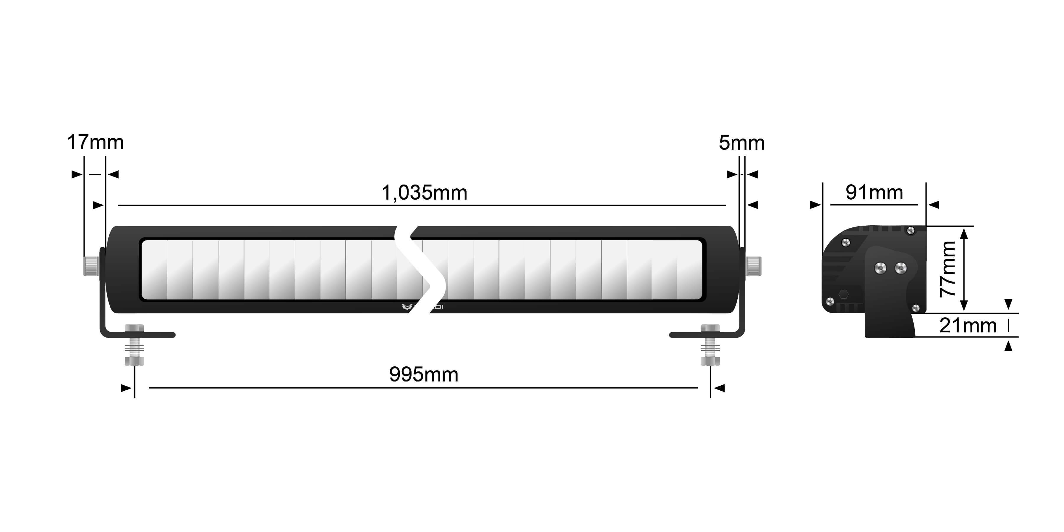 ST-X 40.5 Inch LED Light Bar Dimensions