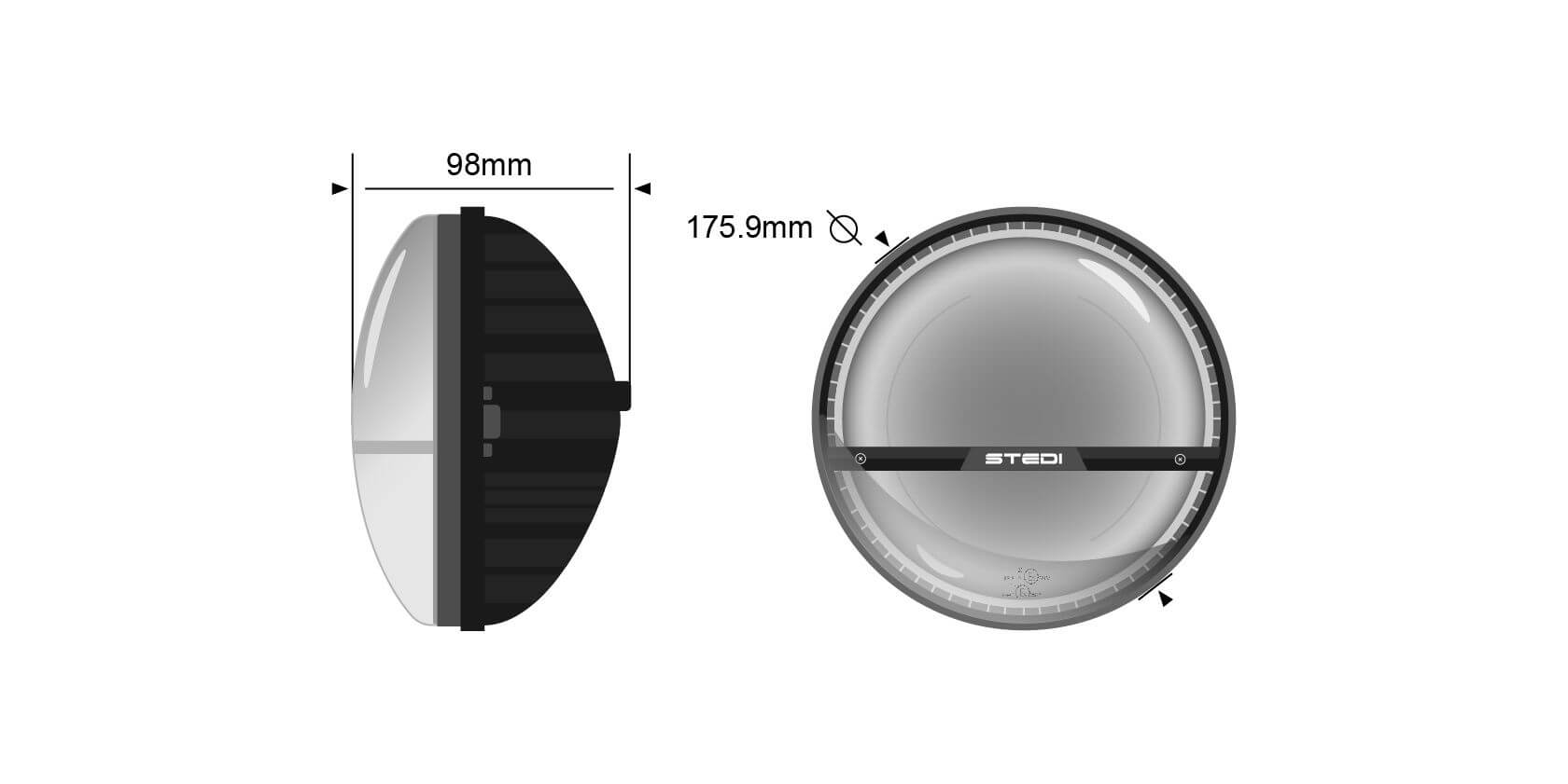 STEDI 7 Inch Homage Light Dimensions