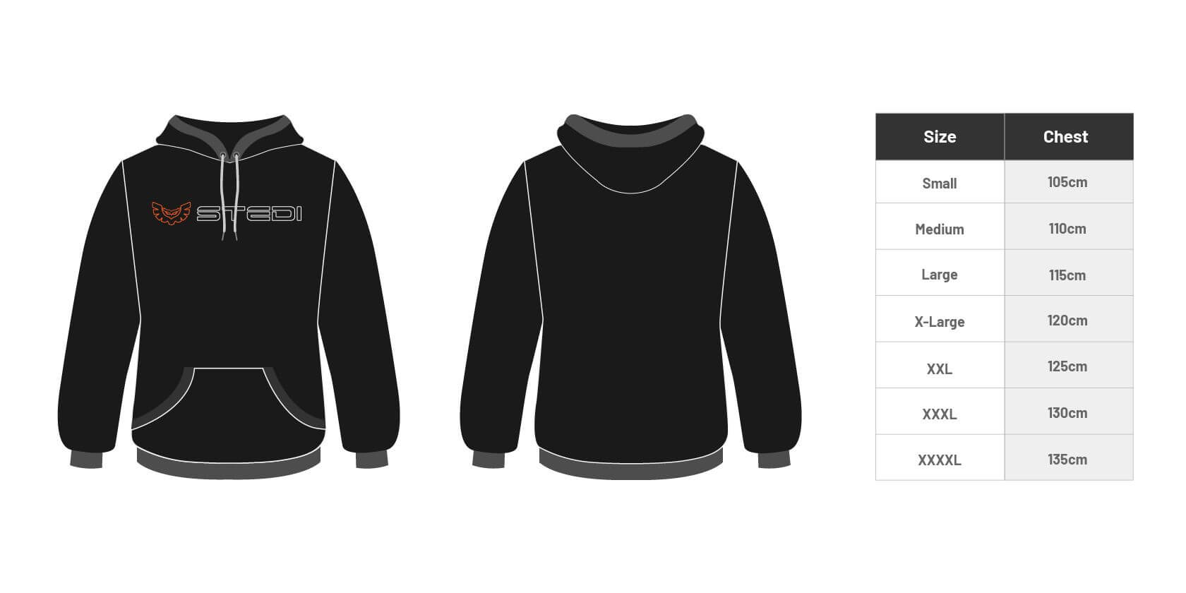 STEDI Hoodie Size Guide