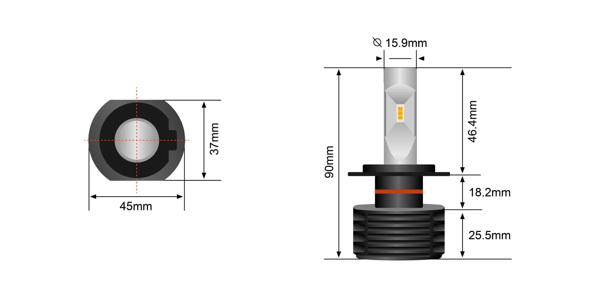 STEDI H7 Motorbike Copper Head Dimensions