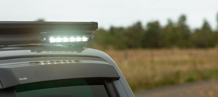 STEDI Slimline V2 Micro LED Light on Roof Rack Turned On