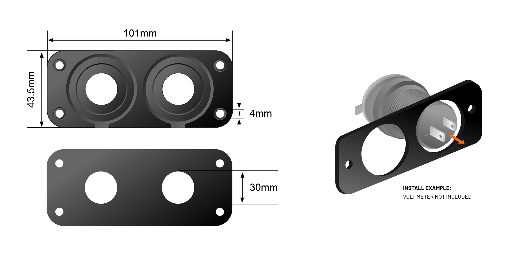 Stedi Twin 4x4 Flush Mount Dimensions