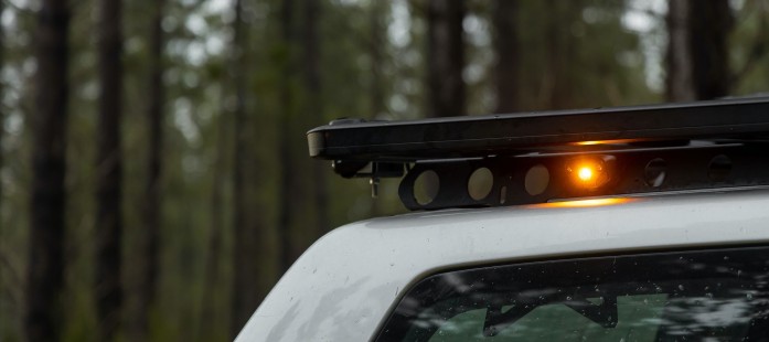 STEDI Amber Rock Light Mounted on Roof Rack