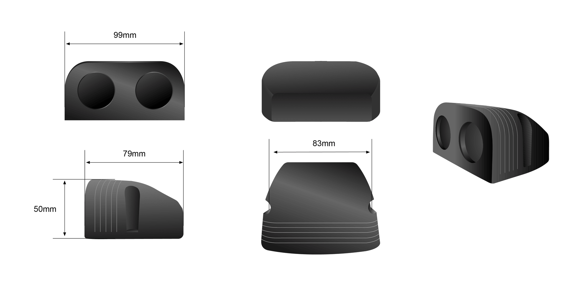 Stedi Surface Mounted Twin Gauge Holder Dimensions