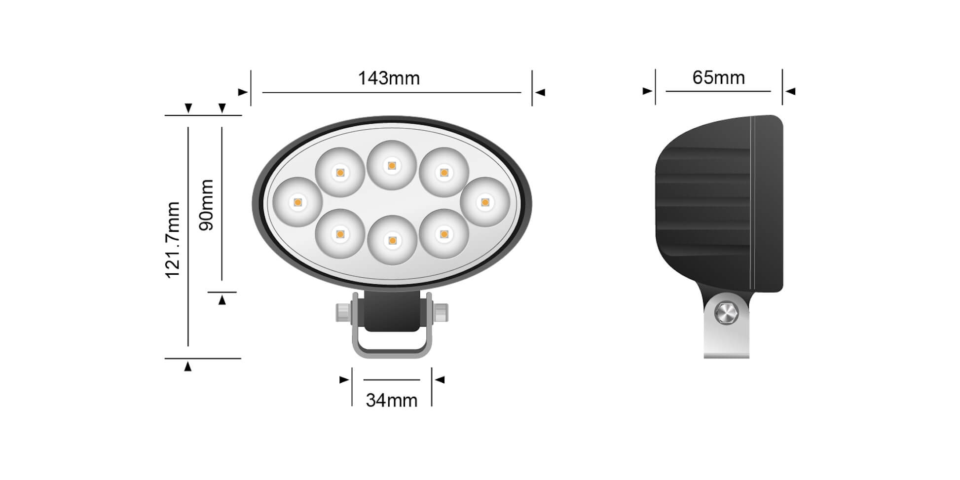 Stedi Single Tractor Light Dimensions