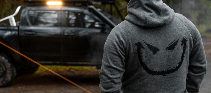 Man Wearing STEDI Smiley Hoodie in Australian Outback