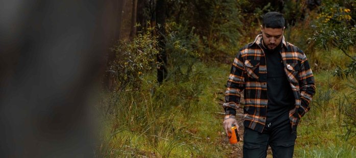 Man Wearing STEDI Flannel Shirt in Australian Outback